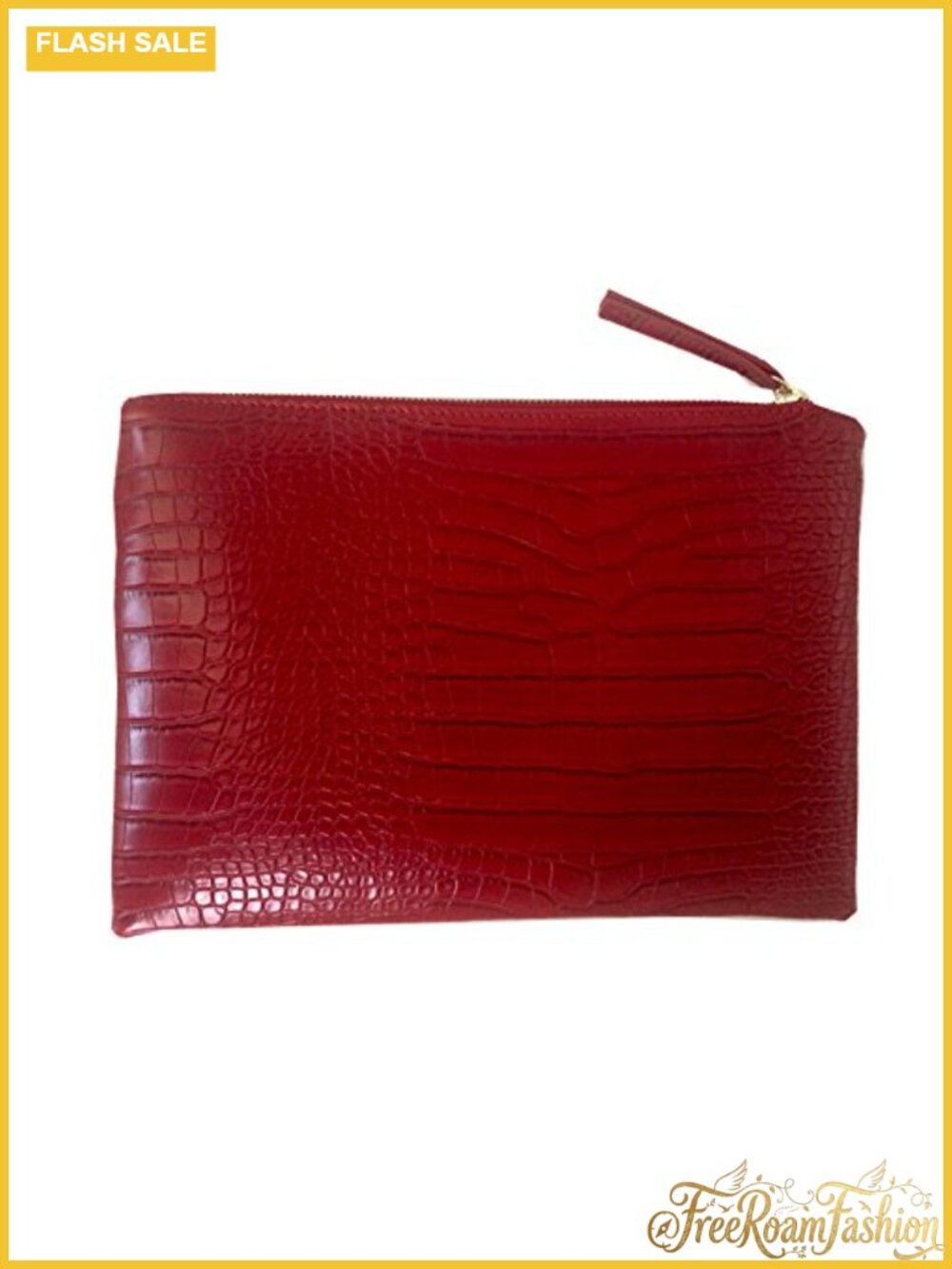 Crocodile Grain PU Leather Envelope Clutch Bag